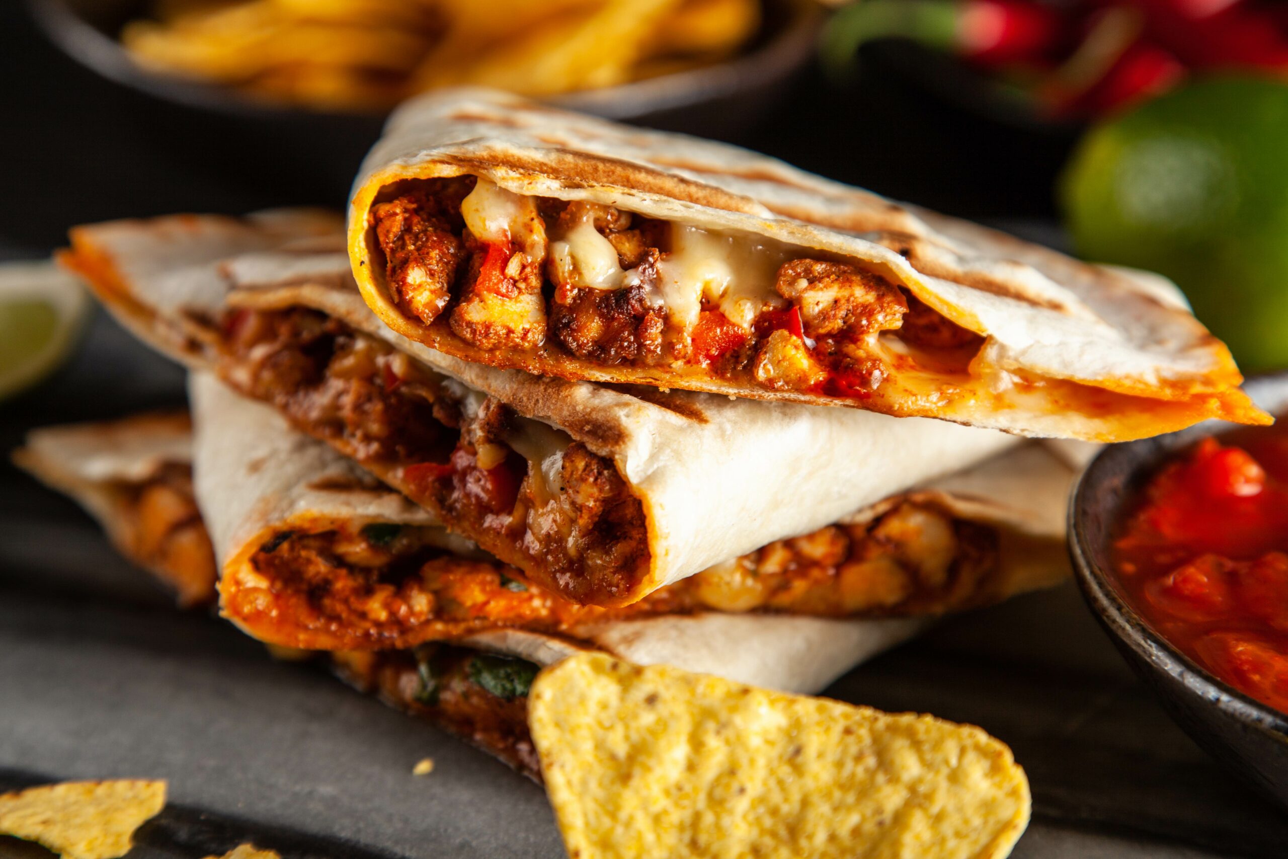 Chicken,Quesadillas,With,Paprika,And,Cheese