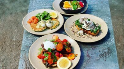 Fresh breakfast avocado toast and plant-based energy bowl at Cafe Go! Geelong.